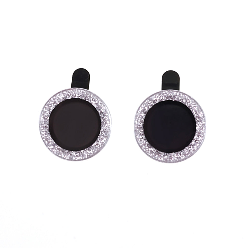 Uniqkart for iPhone 15 / 15 Plus Camera Lens Protector Set Bling Glitter Metal Ring Tempered Glass Lens Film - Silver