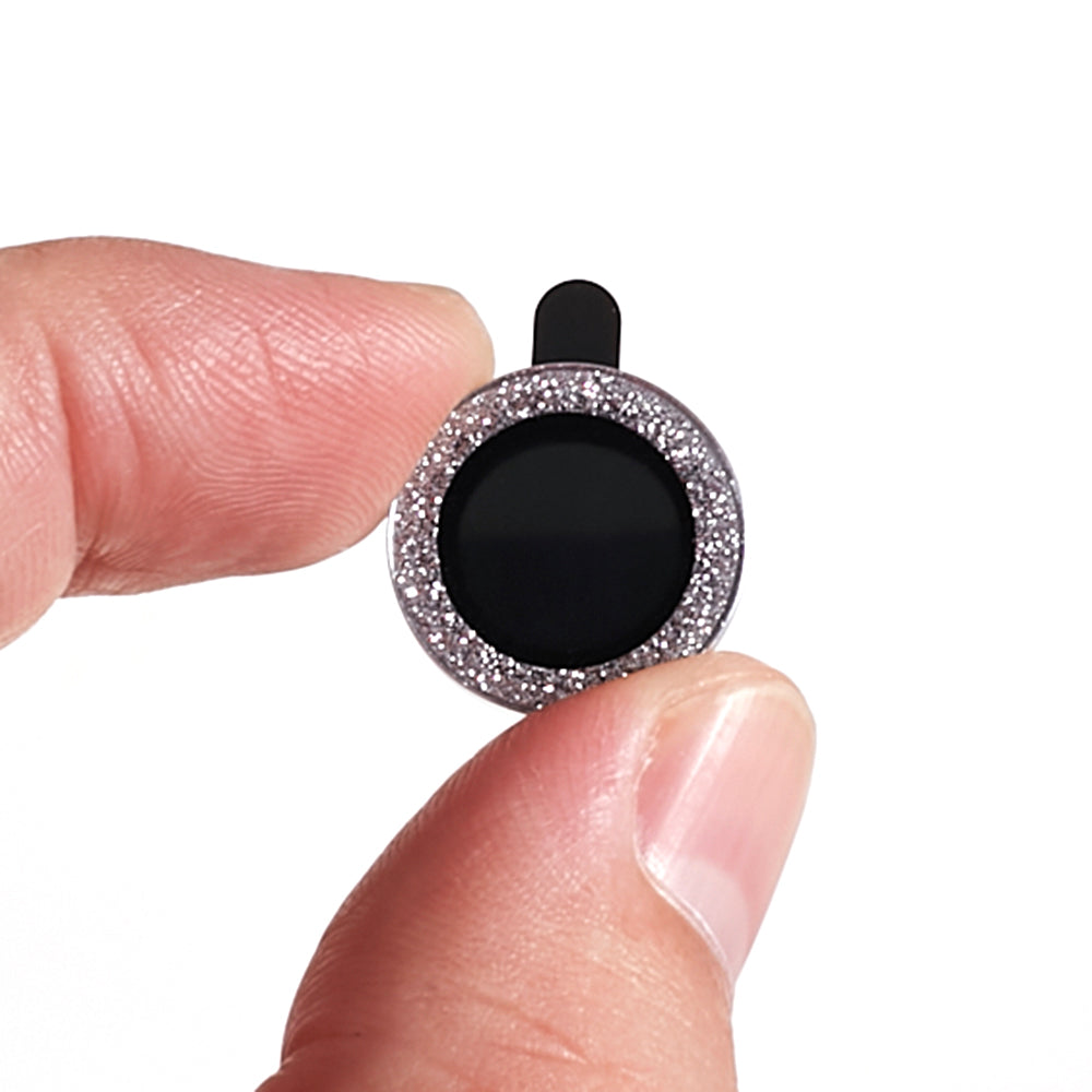 Uniqkart for iPhone 15 / 15 Plus Camera Lens Protector Set Bling Glitter Metal Ring Tempered Glass Lens Film - Silver