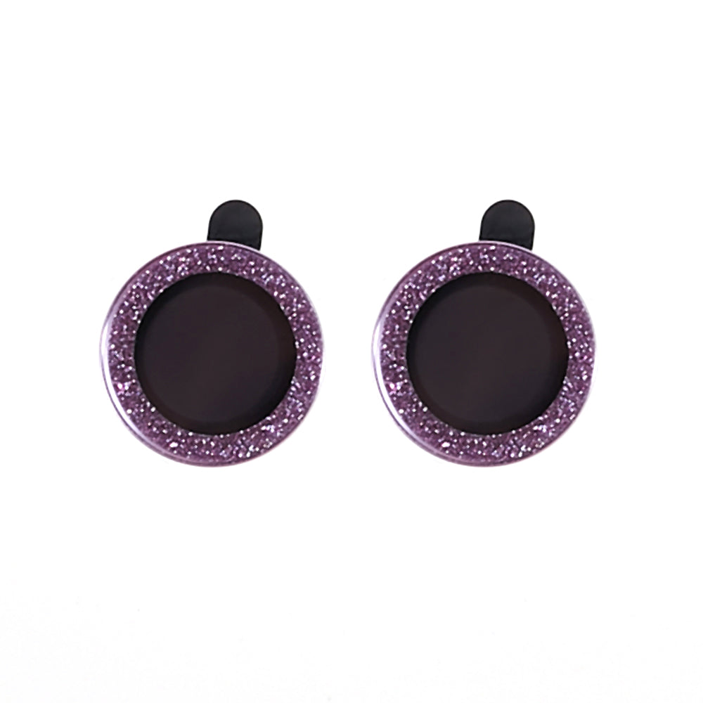 Uniqkart for iPhone 15 / 15 Plus Camera Lens Protector Set Bling Glitter Metal Ring Tempered Glass Lens Film - Purple