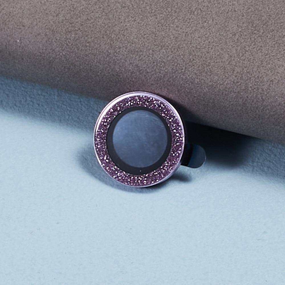 Uniqkart for iPhone 15 / 15 Plus Camera Lens Protector Set Bling Glitter Metal Ring Tempered Glass Lens Film - Purple