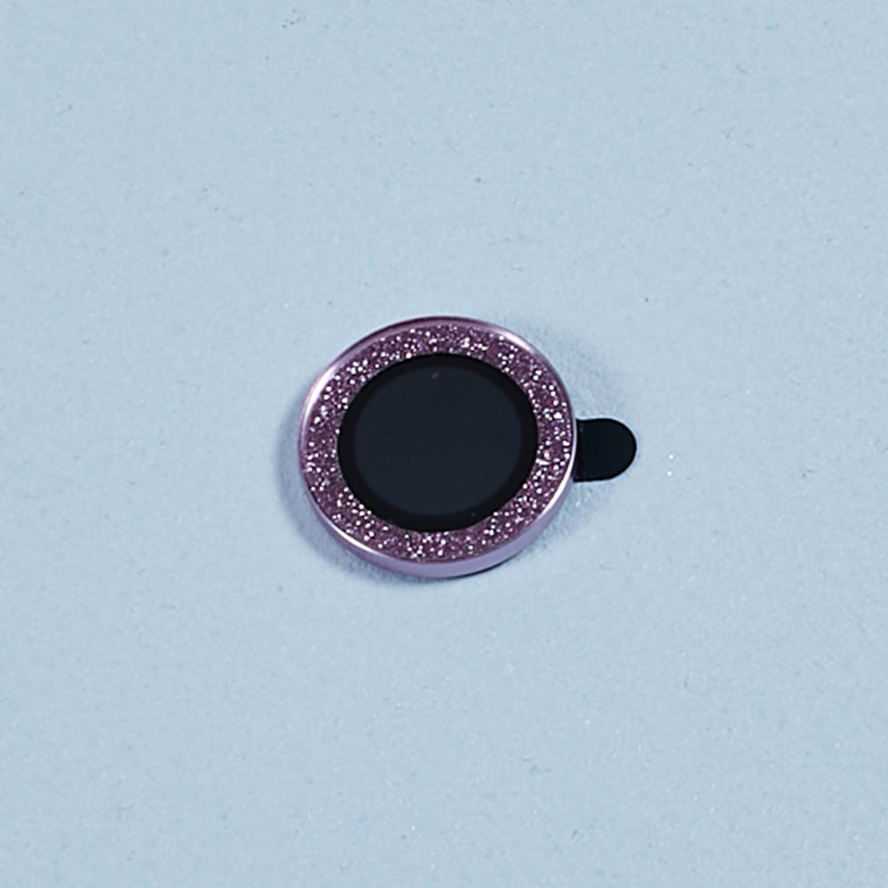 Uniqkart for iPhone 15 / 15 Plus Camera Lens Protector Set Bling Glitter Metal Ring Tempered Glass Lens Film - Purple