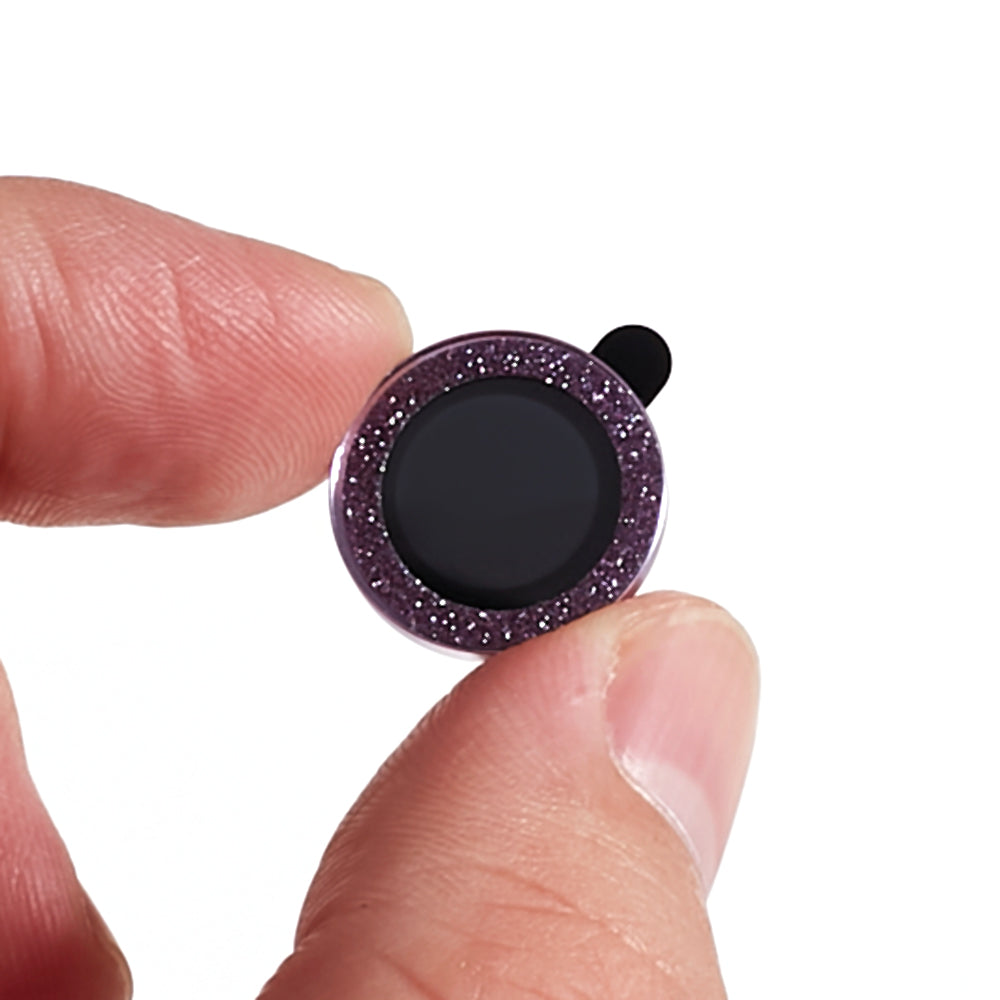 Uniqkart for iPhone 15 / 15 Plus Camera Lens Protector Set Bling Glitter Metal Ring Tempered Glass Lens Film - Purple