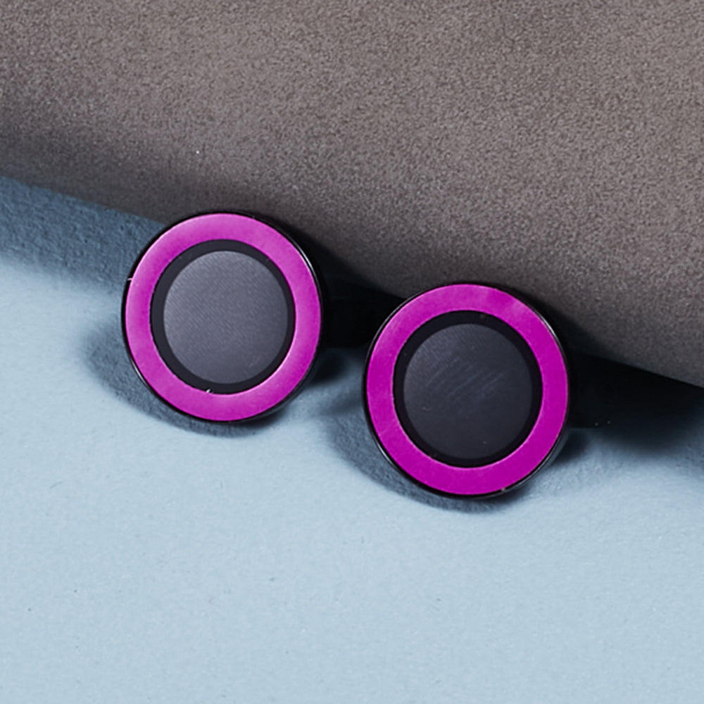 Uniqkart for iPhone 15 / 15 Plus Camera Lens Protector Set Luminous Ring Tempered Glass Back Lens Film - Purple