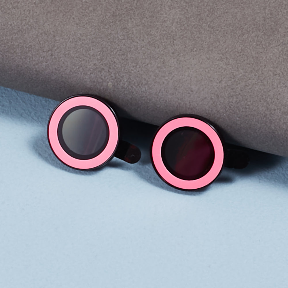 Uniqkart for iPhone 15 / 15 Plus Camera Lens Protector Set Luminous Ring Tempered Glass Back Lens Film - Rose