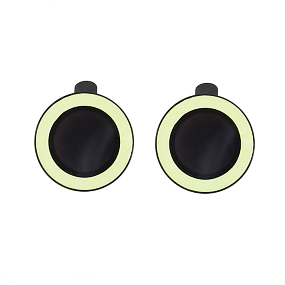 Uniqkart for iPhone 15 / 15 Plus Camera Lens Protector Set Luminous Ring Tempered Glass Back Lens Film - Light Green