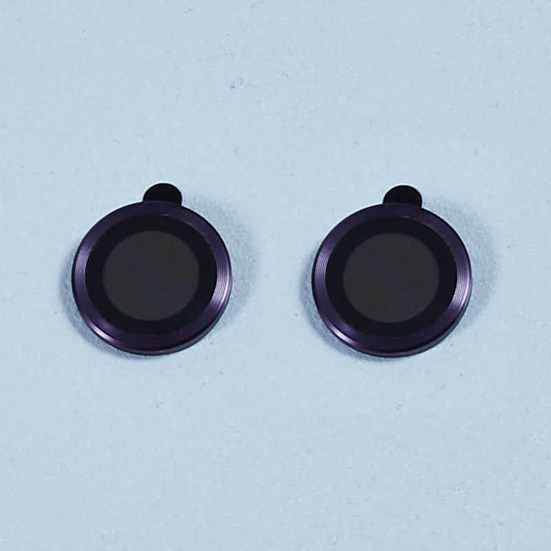Uniqkart for iPhone 15 / 15 Plus Camera Lens Protector Set Electroplating Ring HD Tempered Glass Lens Film - Dark Purple