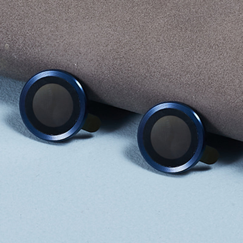 Uniqkart for iPhone 15 / 15 Plus Camera Lens Protector Set Electroplating Ring HD Tempered Glass Lens Film - Dark Blue
