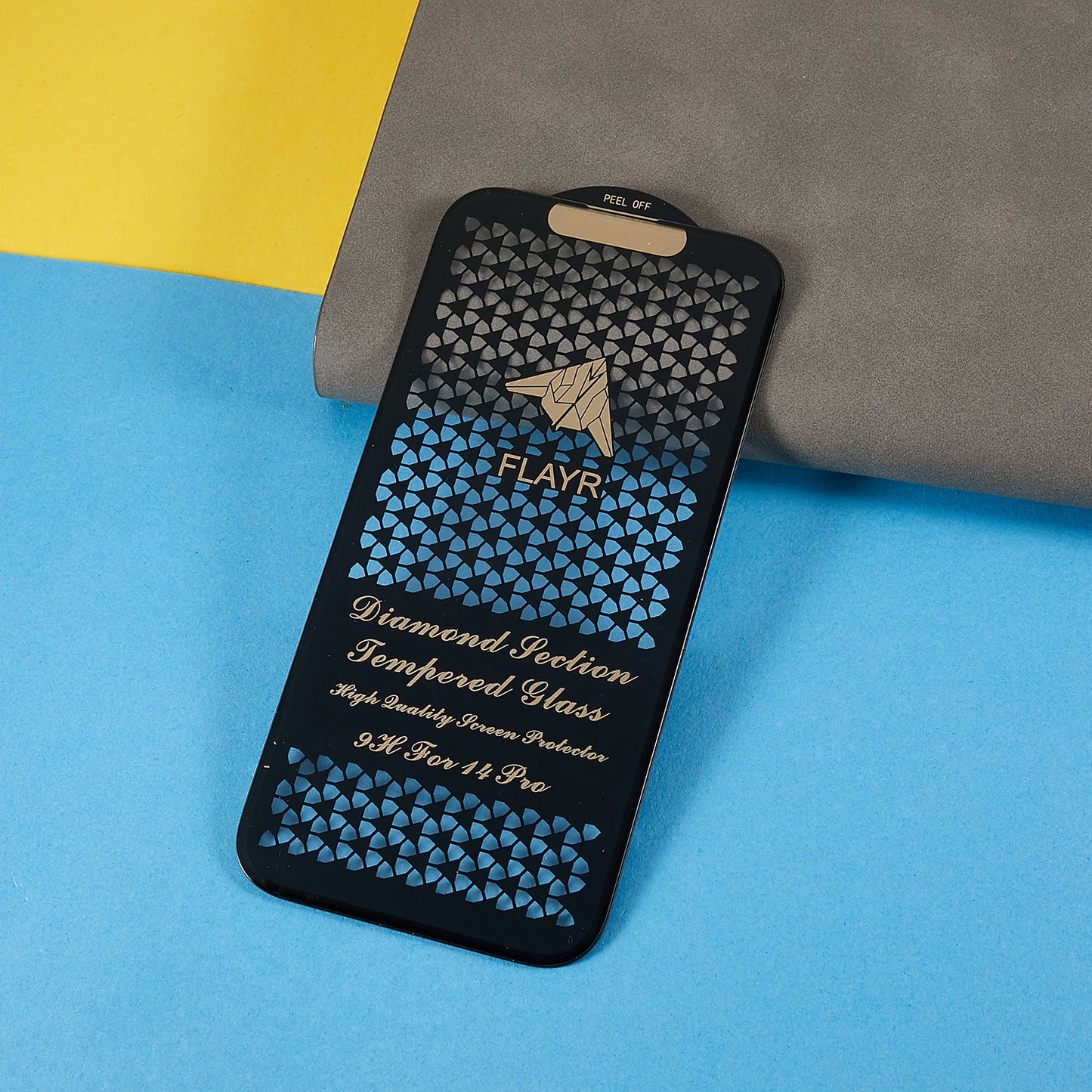 Uniqkart for iPhone 15 Pro Max Tempered Glass Silk Printing Film Full Cover Diamond Cut Edge Shatterproof Screen Protector