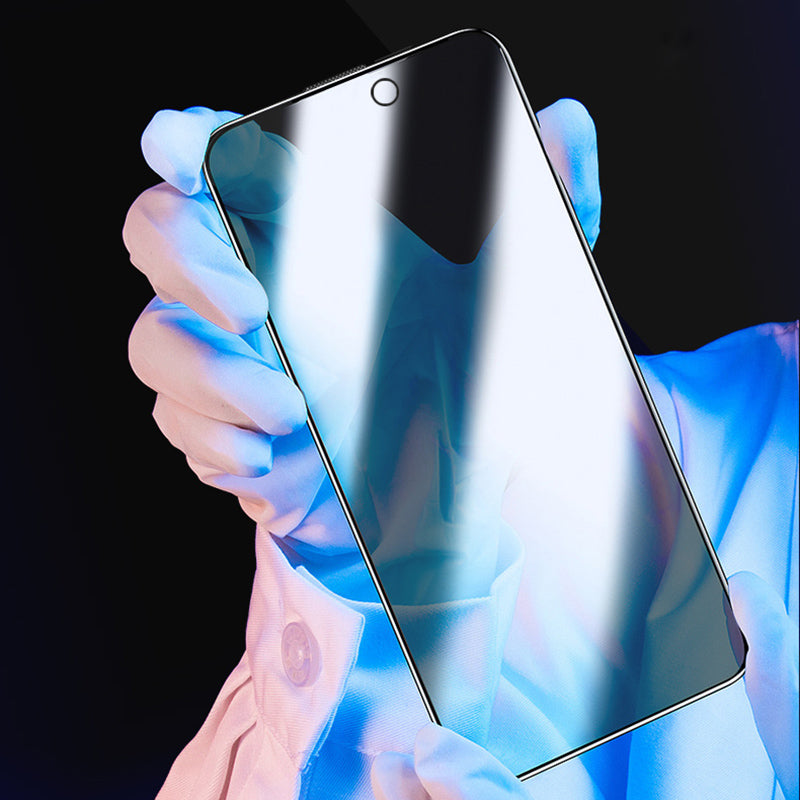 Uniqkart For iPhone 15 Pro Max Anti-spy Film Silk Printing 2.5D Full Glue Tempered Glass Full Screen Protector