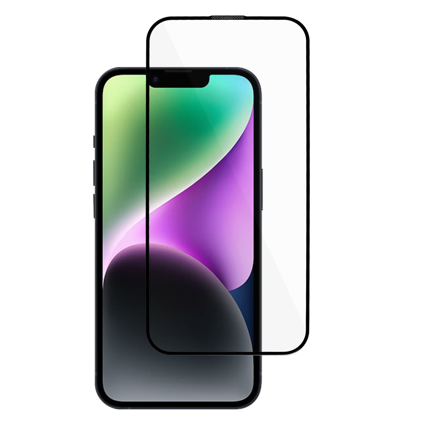 Uniqkart for iPhone 15 Plus Silk Print Full Coverage Tempered Glass Film Full Glue 9D Anti-scratch Screen Protector