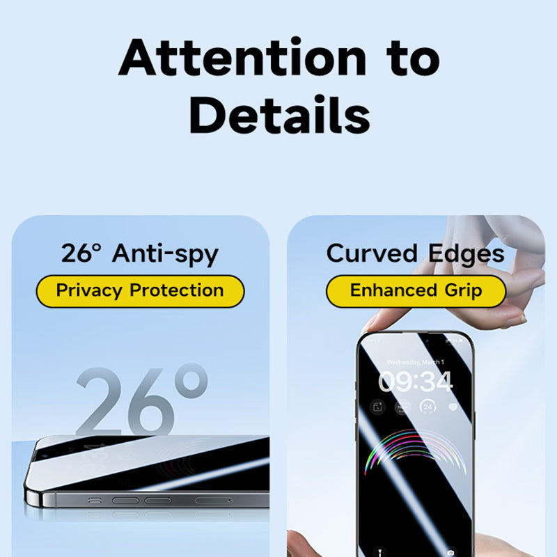 Uniqkart For iPhone 15 Pro Max Anti-spy Screen Protector 0.3mm High Aluminum-silicon Glass Screen Film