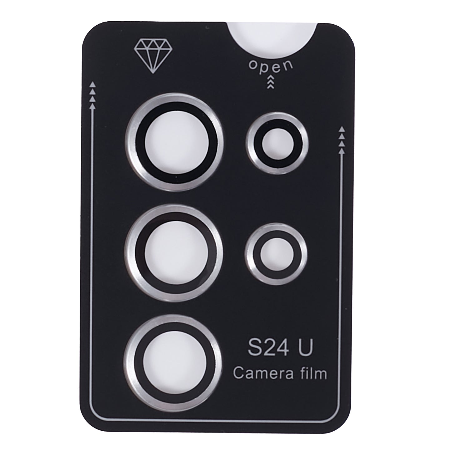 For Samsung Galaxy S24 Ultra Camera Lens Protector Set Electroplating Metal + Tempered Glass Individual Lens Film - Silver