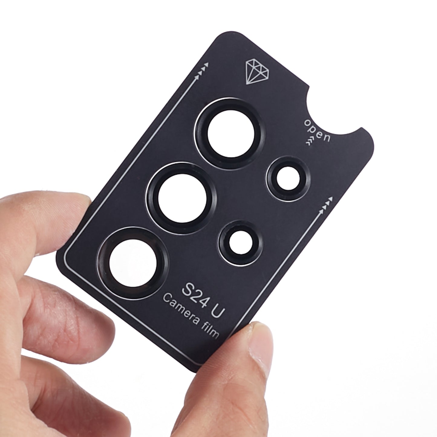 For Samsung Galaxy S24 Ultra Camera Lens Protector Set Electroplating Metal + Tempered Glass Individual Lens Film - Black