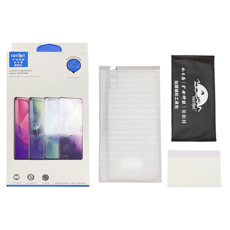 RURIHAI For Samsung Galaxy S24 Ultra AGC Glass Screen Protector 3D Curved Tempered Glass Film (Fingerprint Unlock Support)