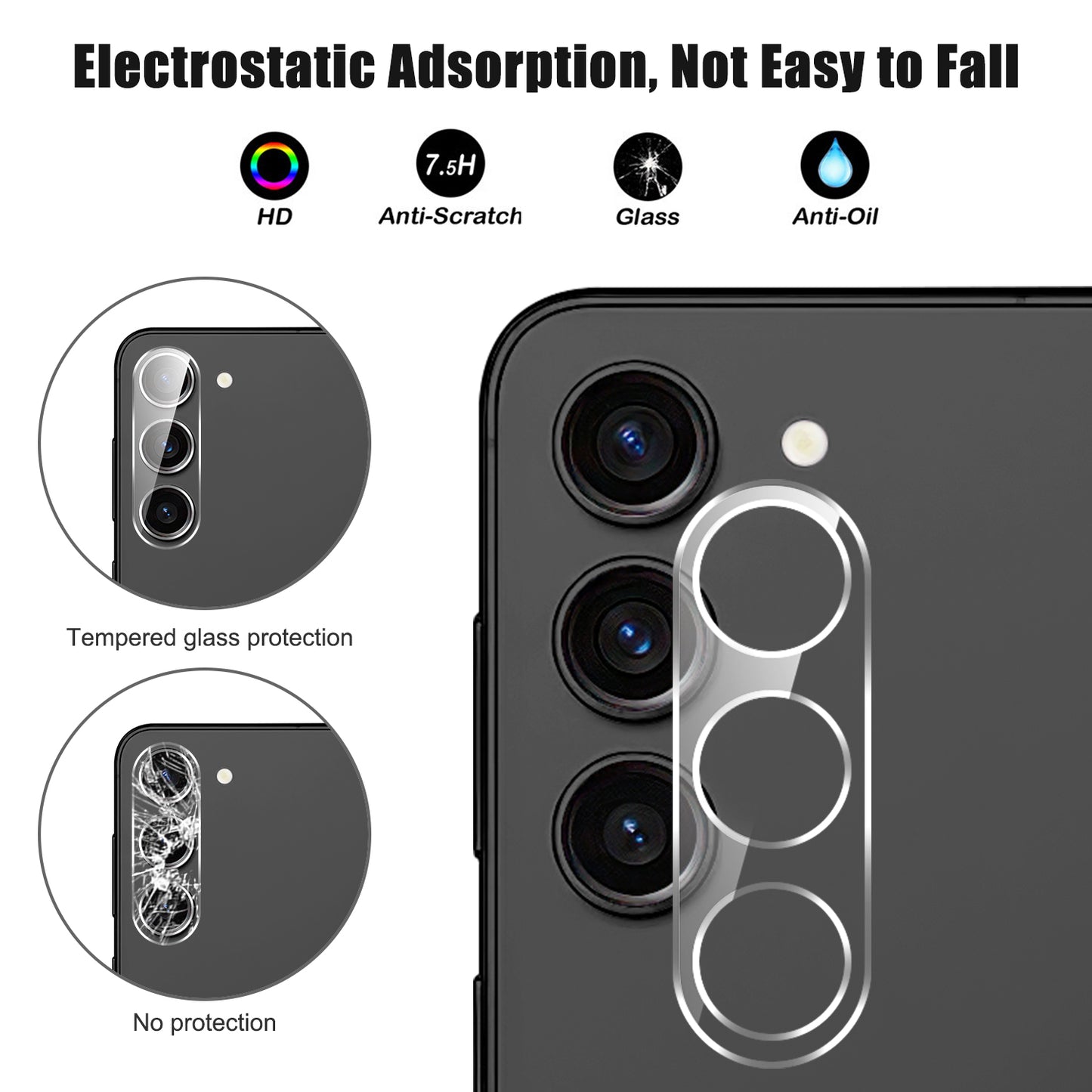 For Samsung Galaxy S24+ Tempered Glass Camera Lens Film HD Clear Lens Protector