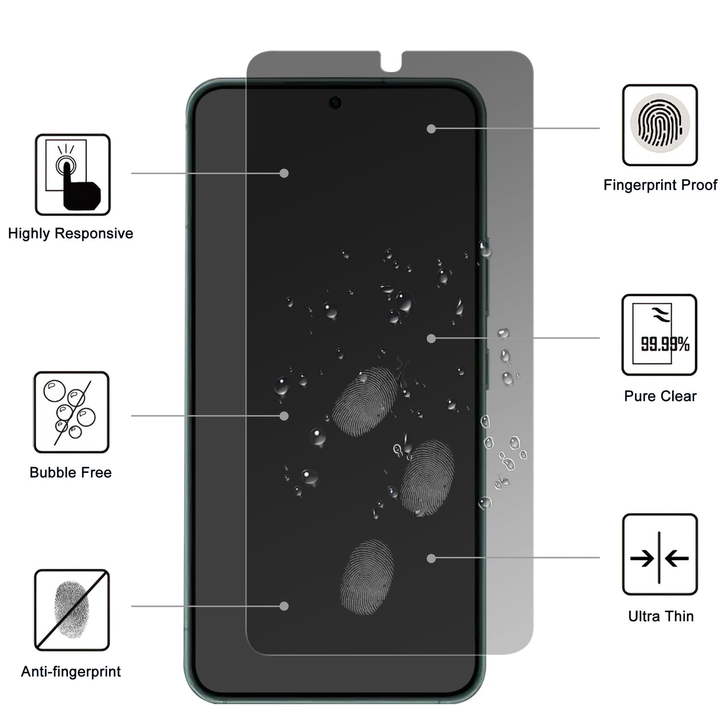 For Samsung Galaxy S24+ Tempered Glass Screen Protector Anti-peep 2.5D Arc Edge Film