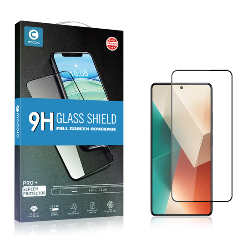MOCOLO For Xiaomi Redmi Note 13 5G Full Screen Protector High-Definition Tempered Glass Silk Printing Film - Black