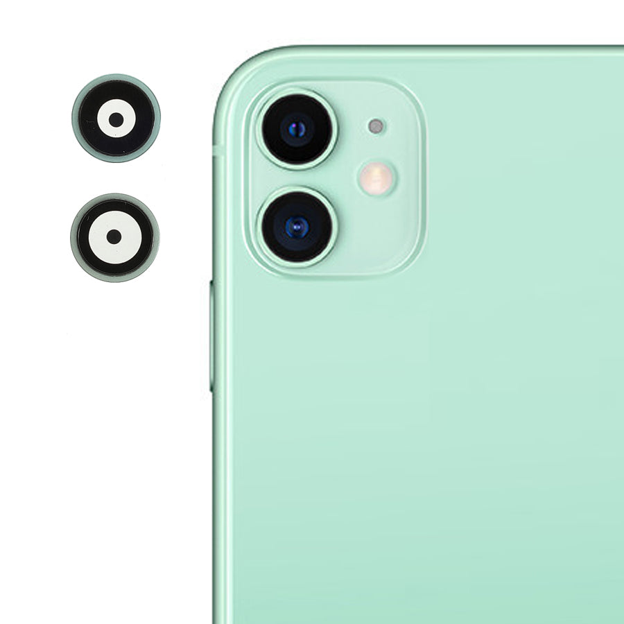 OEM Camera Lens Screen Ring Cover with Glass Lens Film for iPhone 11 6.1 inch - Green