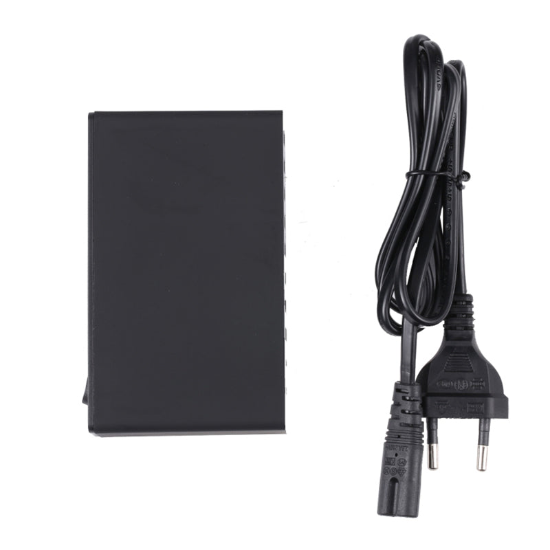 MFT-03Q USB Charger 10-Port 65W Multi-Port Type-C QC3.0 Charging Hub Compact Desktop Power Station - Black / EU Plug