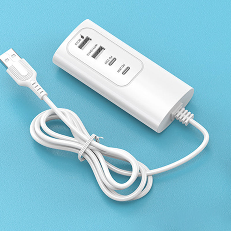 1m USB Plug PD 25W 2 USB + 2 Type-C Fast Charge Power Socket Phone Tablet Bluetooth Earphone Charger