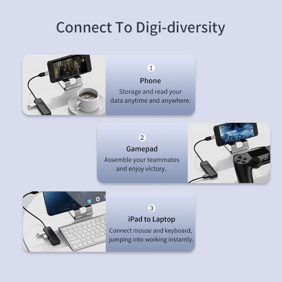 Uniqkart FL02 Multi-Port USB2.0 Hub Mini Portable Mini USB Adapter High-speed Sync Converter for Laptops - Black