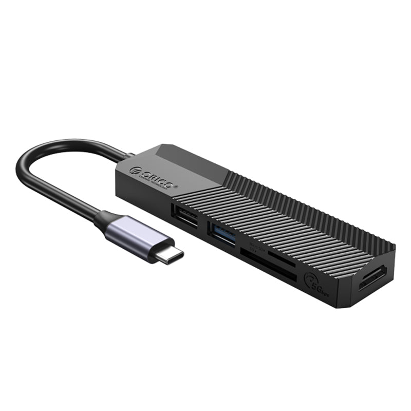 Uniqkart MDK-5P GY-BP 5-in-1 USB C Hub Dock Station Type C to USB 3.0x1+USB 2.0x1+Card Reader Slotx2+HDMIx1
