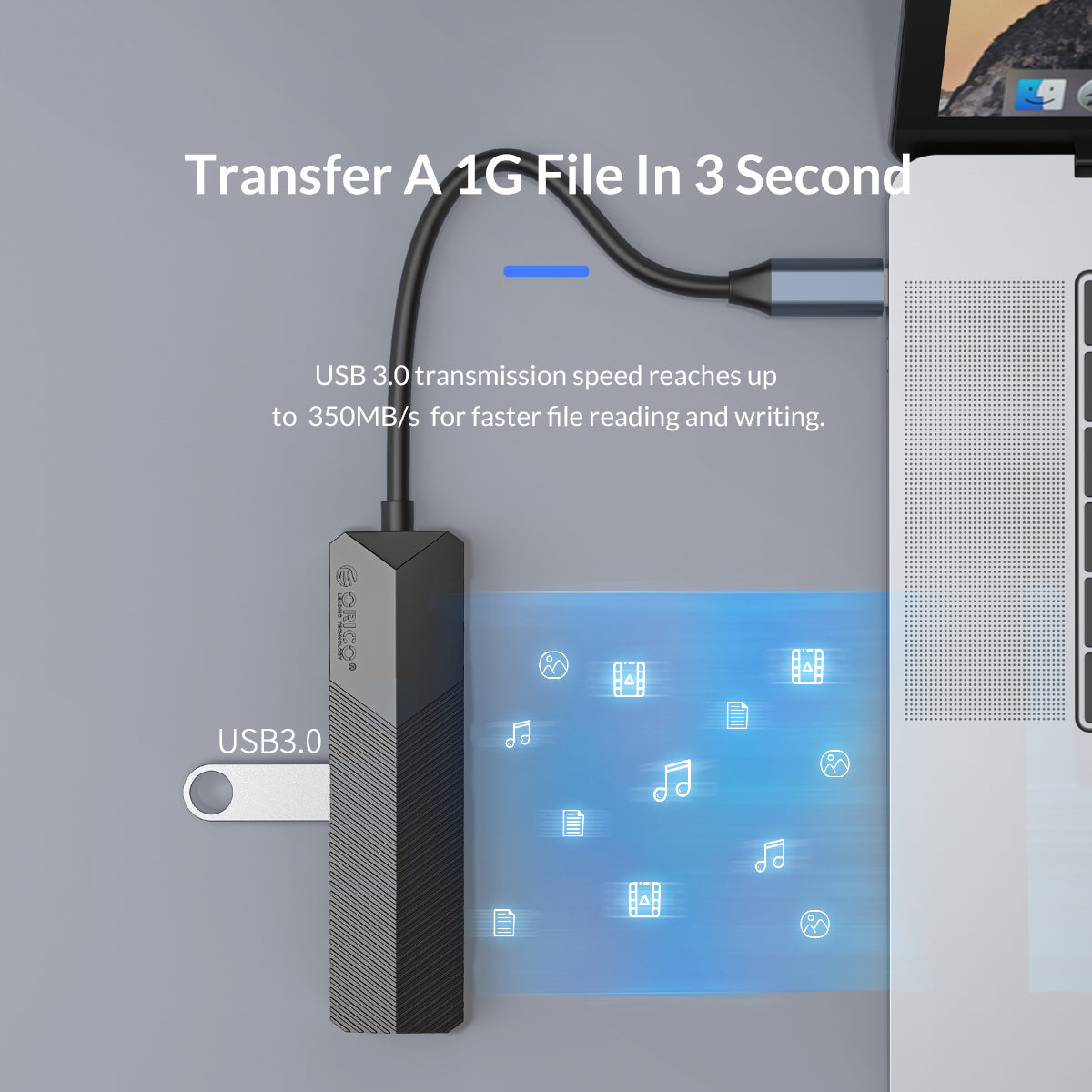 Uniqkart MDK-5P GY-BP 5-in-1 USB C Hub Dock Station Type C to USB 3.0x1+USB 2.0x1+Card Reader Slotx2+HDMIx1
