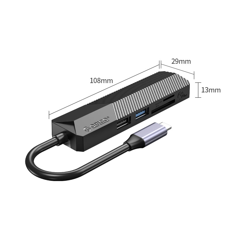 Uniqkart MDK-5P GY-BP 5-in-1 USB C Hub Dock Station Type C to USB 3.0x1+USB 2.0x1+Card Reader Slotx2+HDMIx1