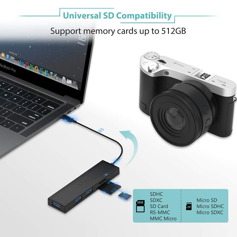 Uniqkart QG-UH05-1C 0.17m 5 in 1 Type-C Hub Multi-Ports USB C Docking Station Ultra Slim Hub Compatible with SD/TF/3 USB3.0 for Laptops/Computers