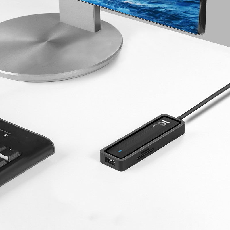 HU-002 USB Hub 6-Port Adapter 10Gbps High Speed Transfer with 4xUSB 3.2 Ports and 2 Card Reader Slots for Computers