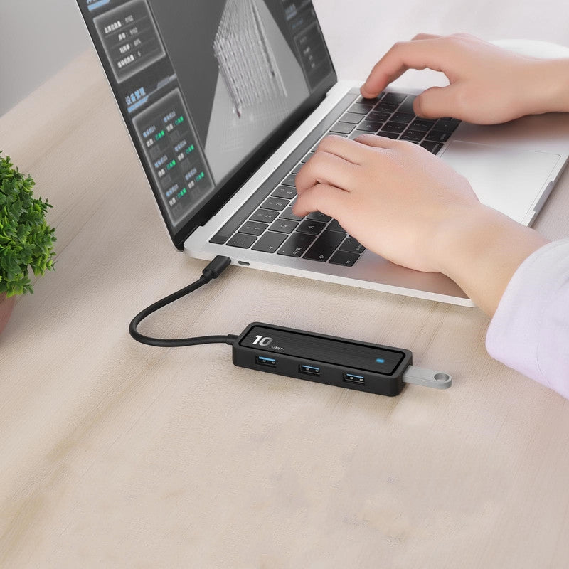 HU-002 USB Hub 6-Port Adapter 10Gbps High Speed Transfer with 4xUSB 3.2 Ports and 2 Card Reader Slots for Computers