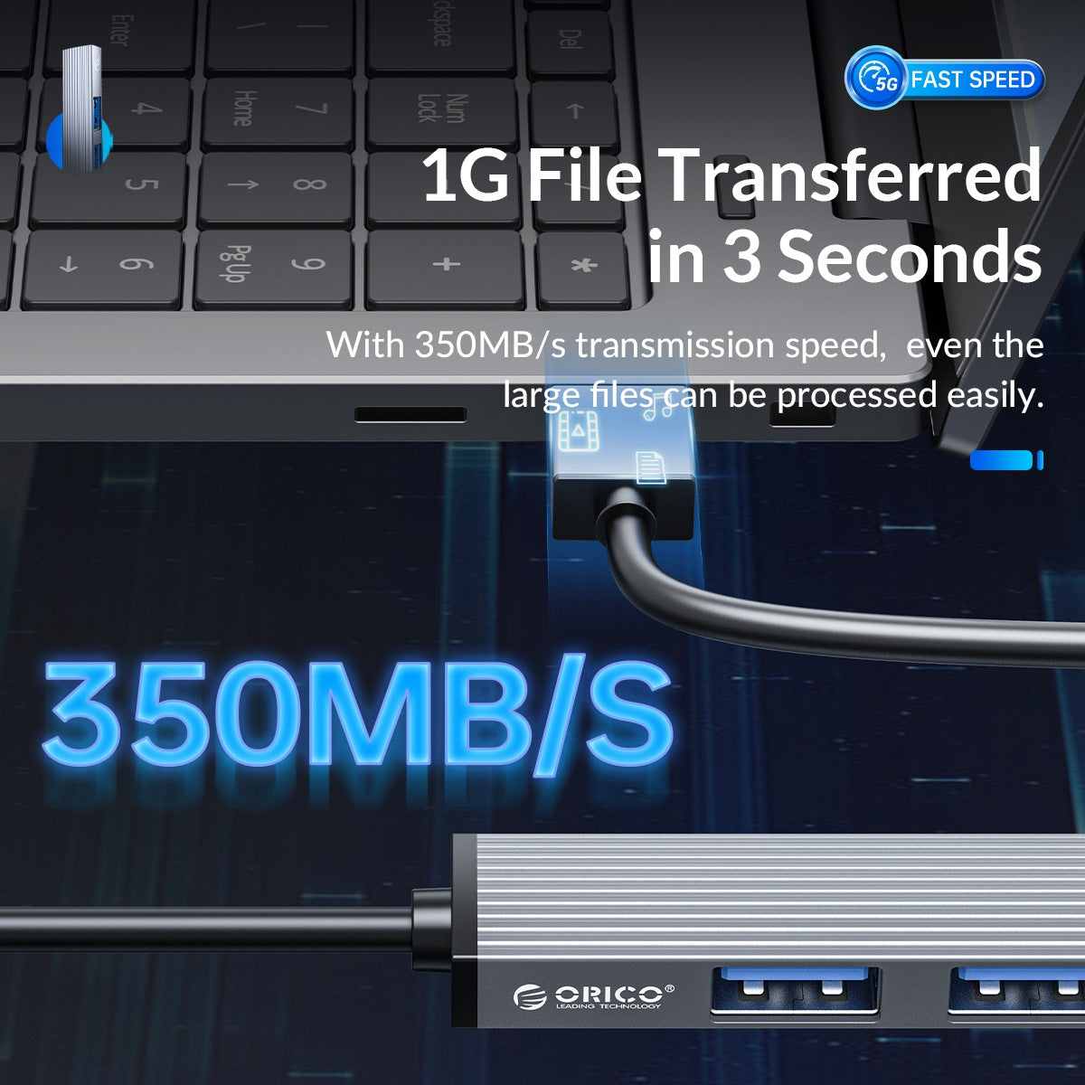 Uniqkart AH-A13 1*USB 3.0 + 3*USB 2.0 HUB 4 Port Aluminum Alloy USB Splitter for Macbook Pro PC Computer