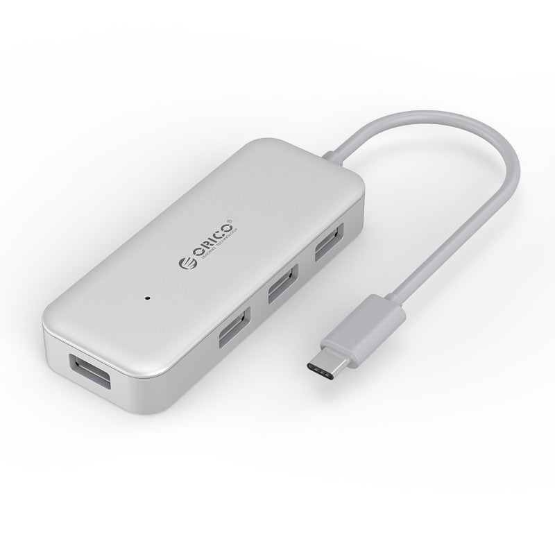 Uniqkart TC4U-U3 Type-C to USB-A Hub 4-Ports USB3.0 Hub Adapter 5Gbps High-Speed Transmission Converter with OTG Function