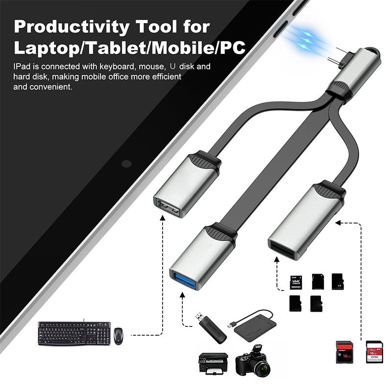 WH06 Multifunctional 4-in-1 Docking Station Portable USB 3.0 Hub Splitter for Laptop / Tablet / Mobile Phone / PC