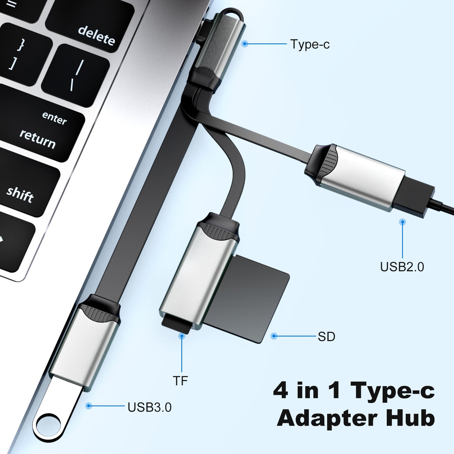 WH06 Multifunctional 4-in-1 Docking Station Portable USB 3.0 Hub Splitter for Laptop / Tablet / Mobile Phone / PC