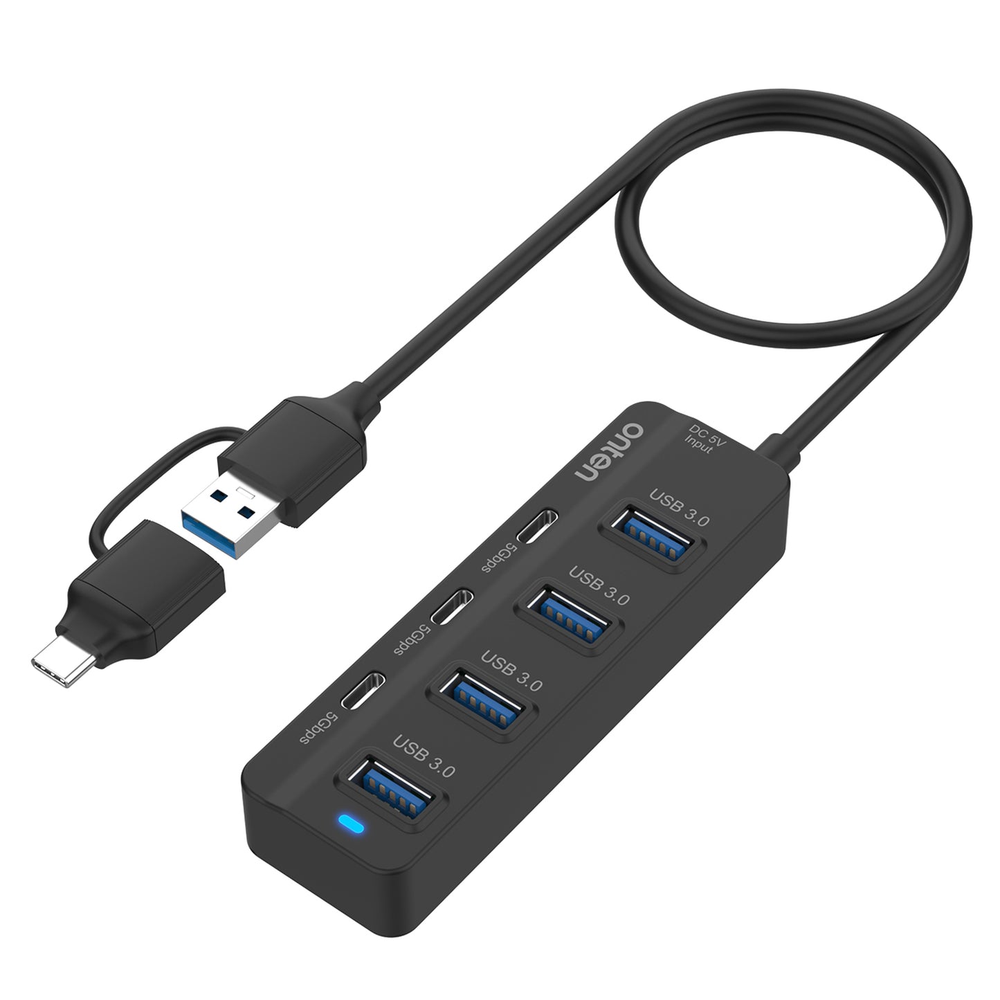 Uniqkart UCA5306 7-in-2 USB / Type-C HUB Adapter 4 USB 3.0 + 3 USB-C Docking Station 5Gbps Data Converter