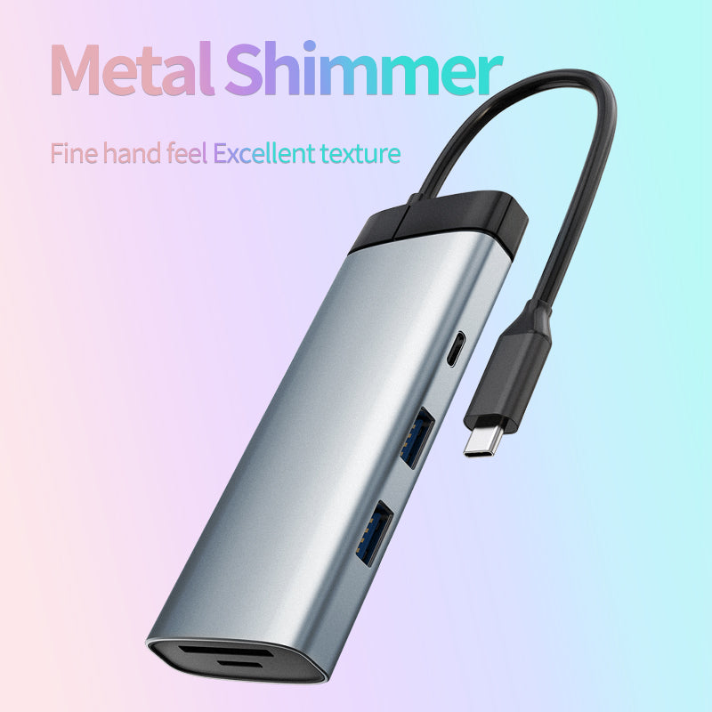 BS7A Mini USB-C Hub Converter Type-C to PD+USB3.0+USB2.0+HD+USB-C2.0+SD+TF 7-in-1 Docking Station
