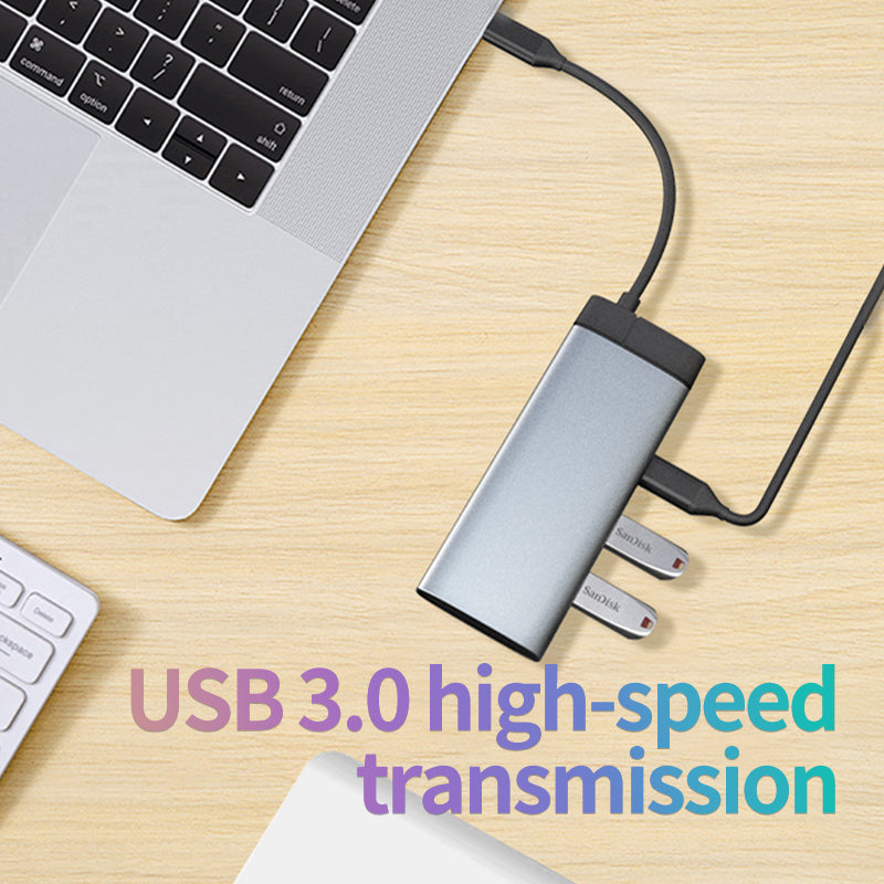 BS7A Mini USB-C Hub Converter Type-C to PD+USB3.0+USB2.0+HD+USB-C2.0+SD+TF 7-in-1 Docking Station