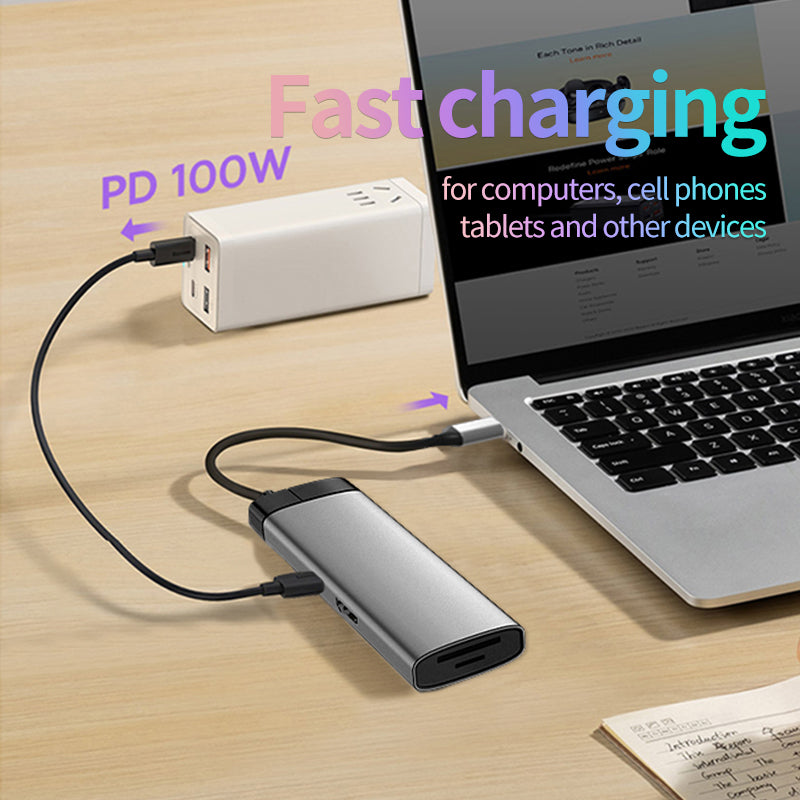 BS7A Mini USB-C Hub Converter Type-C to PD+USB3.0+USB2.0+HD+USB-C2.0+SD+TF 7-in-1 Docking Station