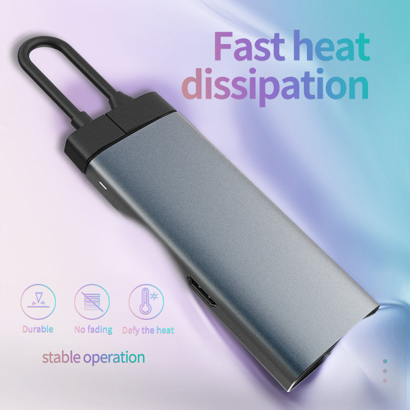 BS7A Mini USB-C Hub Converter Type-C to PD+USB3.0+USB2.0+HD+USB-C2.0+SD+TF 7-in-1 Docking Station