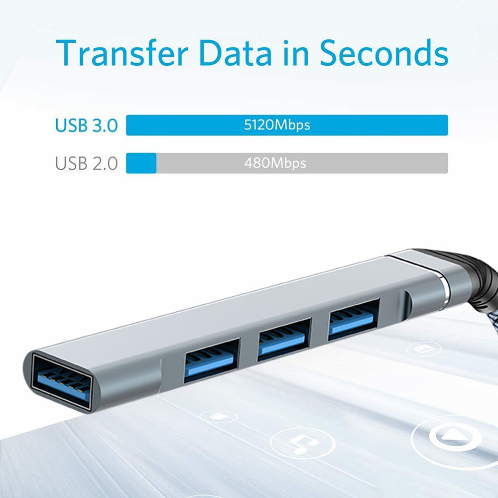 4-in-1 USB to USB2.0x3 + USB3.0 USB Hub Aluminum Alloy Laptop Computer Adapter