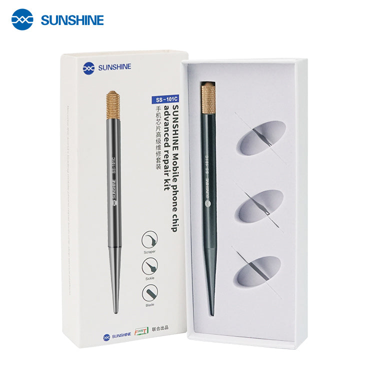 SUNSHINE SS-101C Mobile Phone Chip Repair Kit Aluminum Alloy Handle with Scraper Sickle Blade