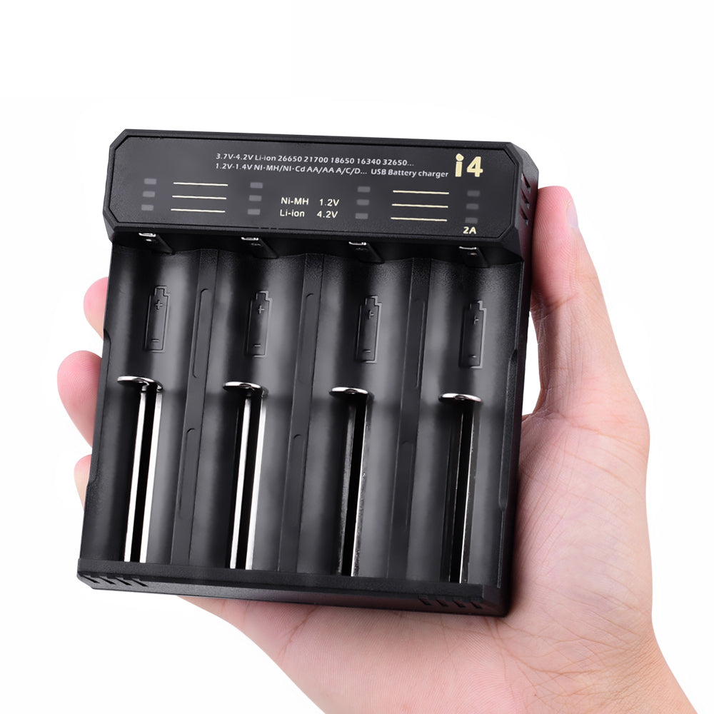 ESSAGER ECDQ-I401 4 Slots USB Battery Smart Charger for 18350/18500/18490 AA AAA Li-ion/ Ni-MH / Ni-CD Battery