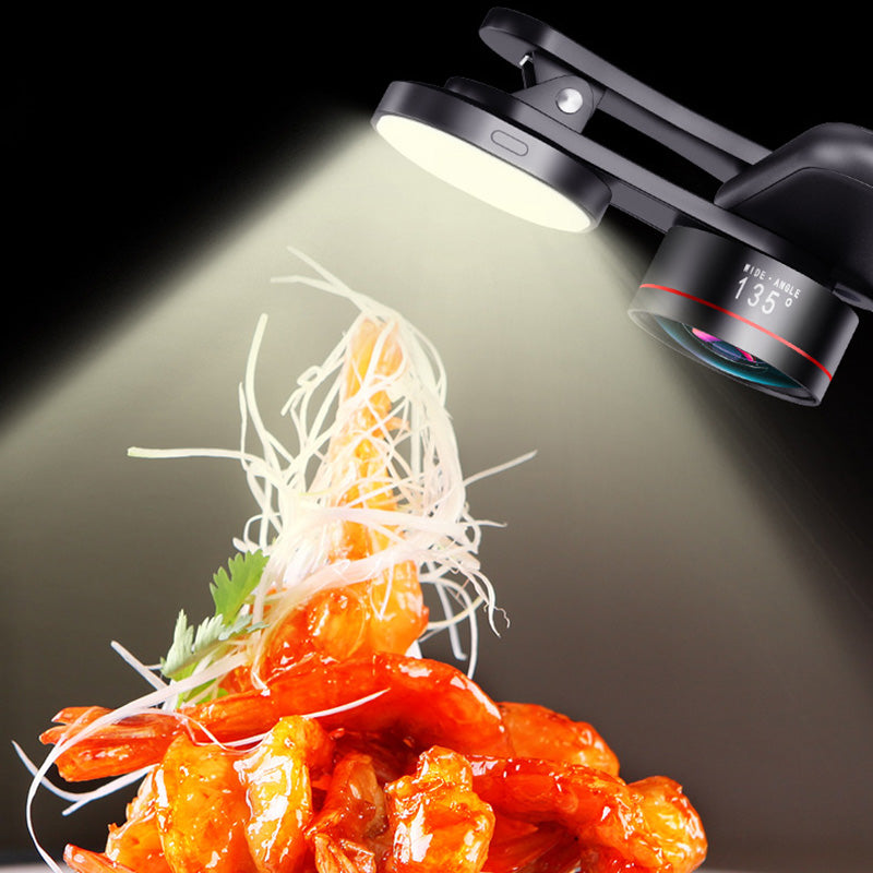 XIAOTIAN Mobile Phone Lens Professional Shooting Lens External HD Camera Fill Light + Ultra-Clear Lens Set with Ultra-Wide Angle + Macro + Fisheye