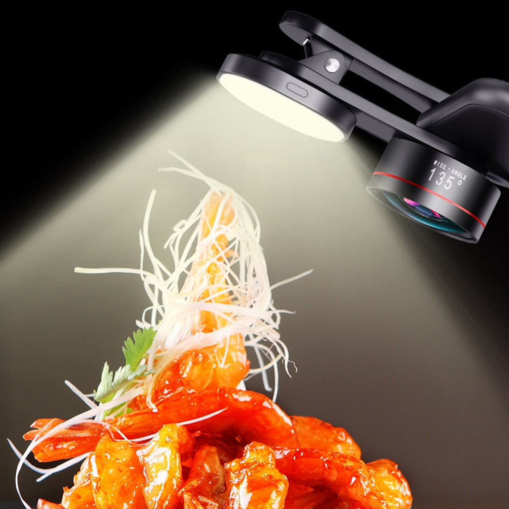 XIAOTIAN Professional Cell Phone Lens External HD Camera Lens Ultra-Clear Lens Set with Ultra-Wide Angle, Macro, Fill Light