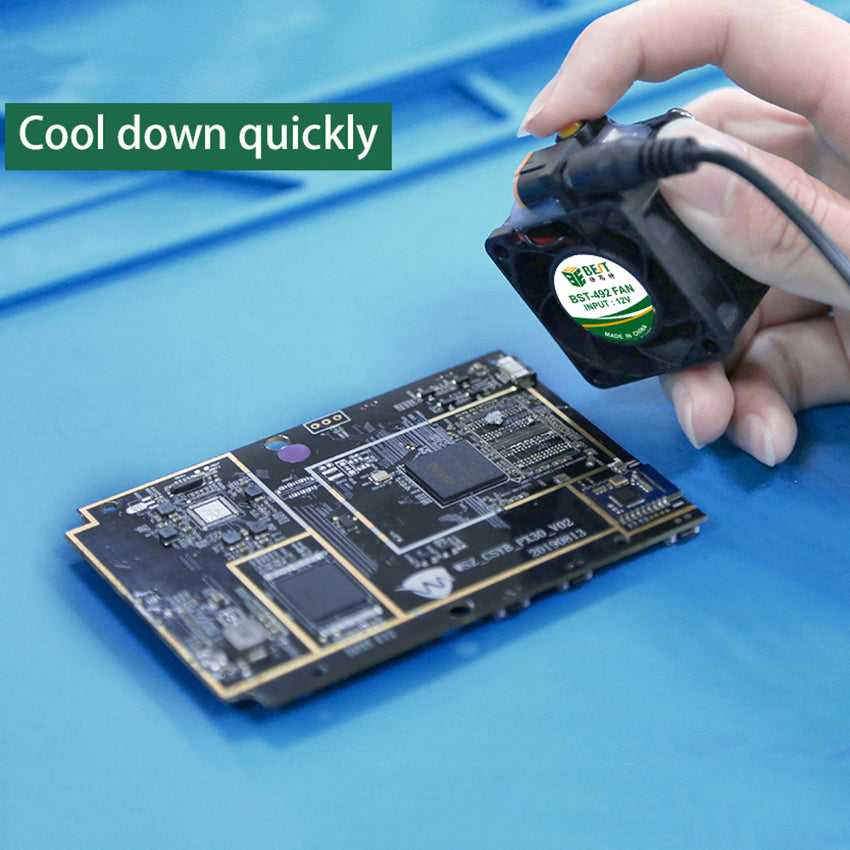 Uniqkart BST-492 Fan 12V Mini Flow Cooling Fan for CUP Chip Circuit Board Glass Glue - US Plug