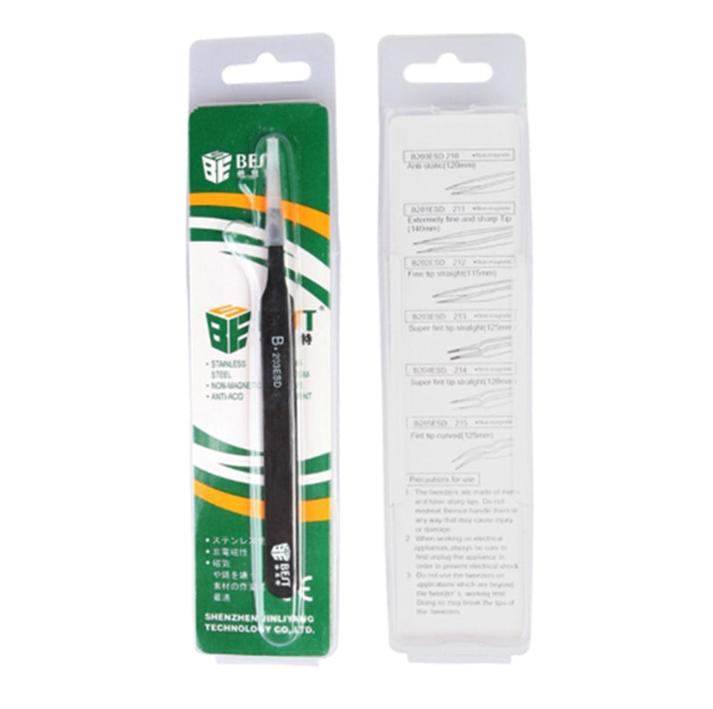 Best BST-203ESD Mobile Repair Precision Anti-static Stainless Steel Tweezers