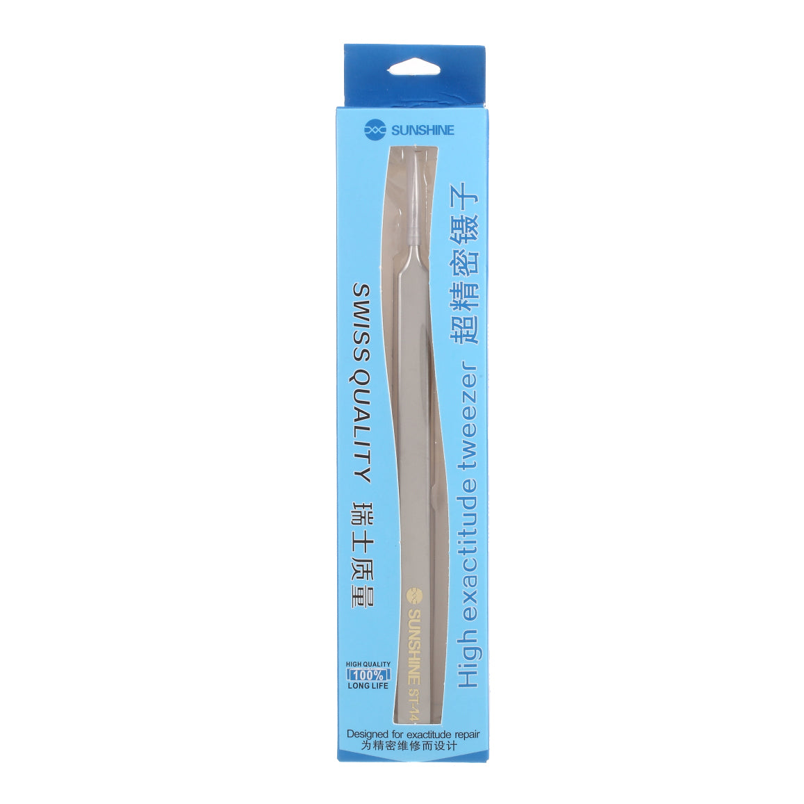 SUNSHINE ST-14 High Strength Metal Long Pointed Tip Tweezers