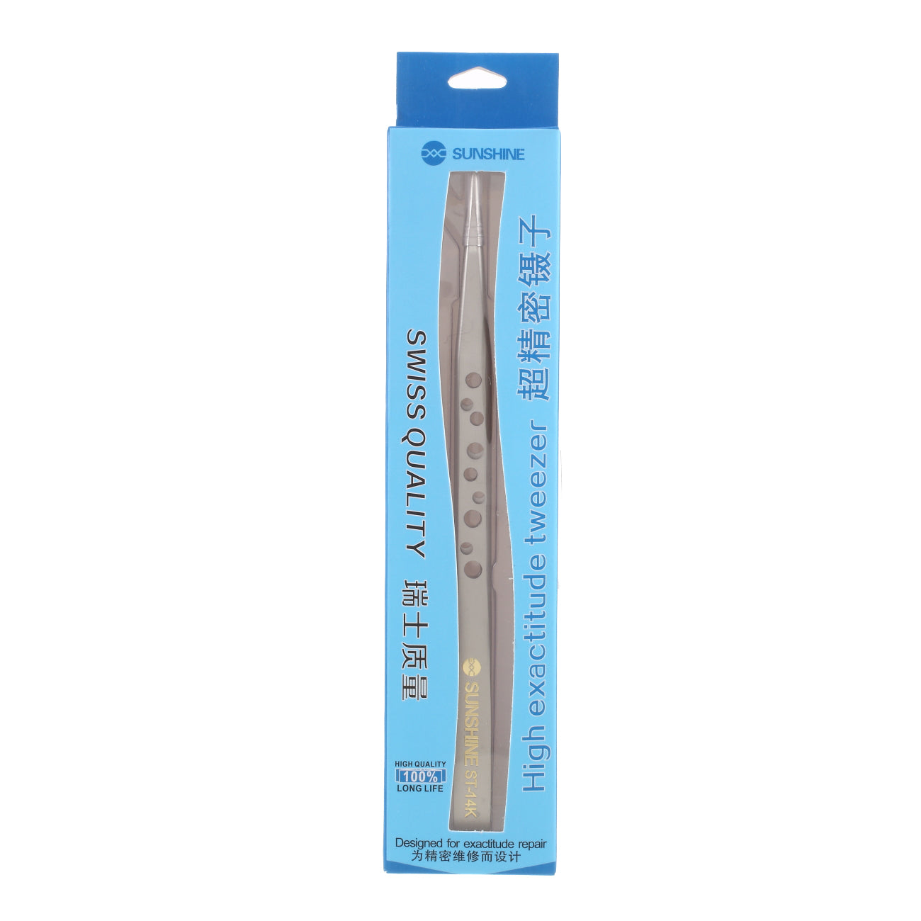 Uniqkart ST-14K High Strength Metal Long Pointed Tip Tweezers