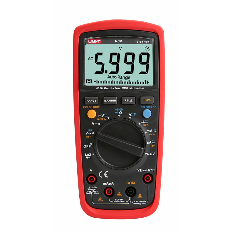 UNI-T UT139E True RMS Digital Multimeter 6000 Counts DMM LPF LOZ NCV Tester